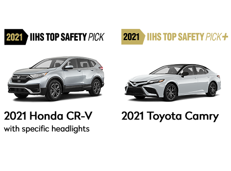 Two of the 2021 IIHS Top Safety Picks, Honda CR-V and Toyota Camry